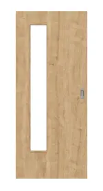 Frontansicht von Asteiche LA 24 bandseitig Basic Durat Schiebetür - Huga