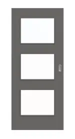 Frontansicht von Huga Schiebetür Hygge grau RAL 7037 Durat Basic mit Lichtausschnitt LA 11