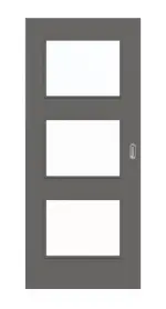 Frontansicht von Huga Schiebetür Hygge grau RAL 7037 Lack Basic mit Lichtausschnitt LA-11