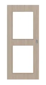 Frontansicht von Eiche grau LA 12 Basic Durat Schiebetür - Huga