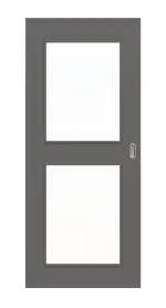 Frontansicht von Huga Schiebetür Hygge grau RAL 7037 Durat Basic mit Lichtausschnitt LA 12