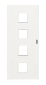 Frontansicht von Weiß RAL 9016 LA 14 Basic Durat Schiebetür - Huga