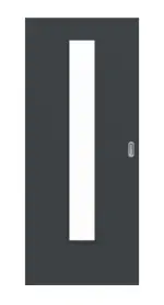 Frontansicht von Schiebetür Anthrazit RAL 7016 Lack LA 24 mittig Basic - Huga