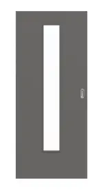 Frontansicht von Huga Schiebetür Hygge grau RAL 7037 Lack Basic mit Lichtausschnitt LA-24 mittig