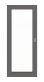 Frontansicht von Huga Schiebetür Hygge grau RAL 7037 Lack Basic mit Lichtausschnitt LA-27