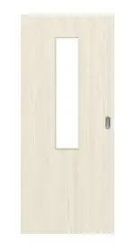 Frontansicht von Lärche lasiert LA 4 mittig Basic Durat Schiebetür - Huga