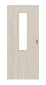 Frontansicht von Eiche lasiert LA 4 mittig Basic Durat Schiebetür - Huga