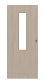 Frontansicht von Eiche grau LA 4 mittig Basic Durat Schiebetür - Huga