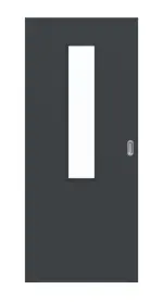 Frontansicht von Schiebetür Anthrazit RAL 7016 Lack LA 4 mittig Basic - Huga