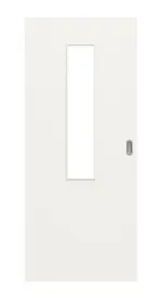 Frontansicht von Weiß ähnlich RAL 9016 LA 4 mittig Basic Lack Schiebetür - Huga