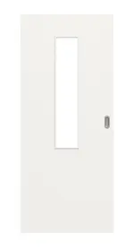 Frontansicht von Weiß RAL 9016 LA 4 mittig Basic Durat Schiebetür - Huga
