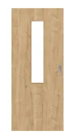 Frontansicht von Asteiche LA 4 mittig Basic Durat Schiebetür - Huga