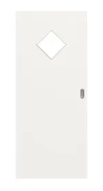 Frontansicht von Weiß RAL 9016 LA 6 Raute Basic Durat Schiebetür - Huga