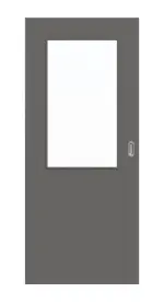 Frontansicht von Huga Schiebetür Hygge grau RAL 7037 Durat Basic mit Lichtausschnitt LA 7