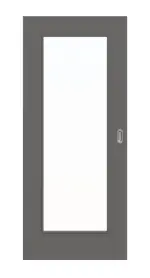 Frontansicht von Huga Schiebetür Hygge grau RAL 7037 Durat Basic mit Lichtausschnitt LA 8
