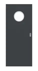 Frontansicht von Schiebetür Anthrazit RAL 7016 Lack LA Bullauge Basic - Huga