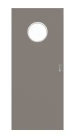 Frontansicht von Schiebetür Taupe RAL 7048 Lack LA Bullauge Basic - Huga