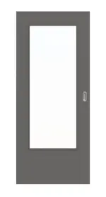 Frontansicht von Huga Schiebetür Hygge grau RAL 7037 Lack Basic mit Lichtausschnitt LA-DIN