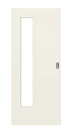 Frontansicht von Weiß ähnlich RAL 9010 LA 24 bandseitig Basic Lack Schiebetür - Huga