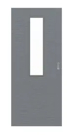 Frontansicht von Schiebetür Strukturiert Hygge Grau LA 4 mittig Basic - Huga