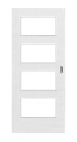 Frontansicht von Schiebetür Cotton like Weiß LA 9 Basic - Huga