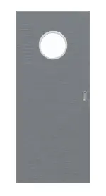 Frontansicht von Schiebetür Strukturiert Hygge Grau LA Bullauge Basic - Huga