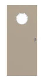 Frontansicht von Schiebetür Ultramatt Taupe LA Bullauge Basic - Huga