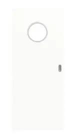 Frontansicht von Schiebetür Ultramatt Weiß LA Bullauge Basic - Huga