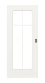 Frontansicht von Landhaus 1 LA Sprosse 2/4 Classic Durat Verkehrsweiß RAL 9016 Schiebetür - Huga