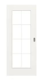 Frontansicht von Landhaus 1 LA Sprosse 2/4 Classic Weißlack Schiebetür - Huga