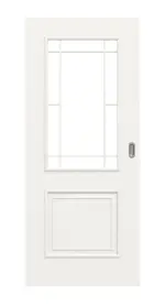 Frontansicht von Landhaus 2 LA Lugano Classic Durat Verkehrsweiß RAL 9016 Schiebetür - Huga