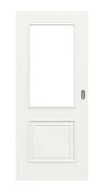 Frontansicht von Landhaus 2 LA Classic Durat Verkehrsweiß RAL 9016 Schiebetür - Huga