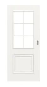 Frontansicht von Landhaus 2 LA Sprosse 2/3 Classic Durat Verkehrsweiß RAL 9016 Schiebetür - Huga