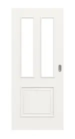 Frontansicht von Landhaus 3 LA Classic Durat Verkehrsweiß RAL 9016 Schiebetür - Huga