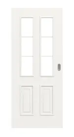 Frontansicht von Landhaus 4 LA Sprosse 1/3 Classic Weißlack Schiebetür - Huga