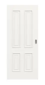 Frontansicht von Landhaus 4 Classic Durat Verkehrsweiß RAL 9016 Schiebetür - Huga