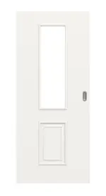 Frontansicht von Landhaus 5 LA Classic Durat Verkehrsweiß RAL 9016 Schiebetür - Huga