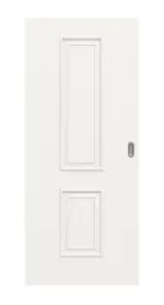 Frontansicht von Landhaus 5 Classic Durat Verkehrsweiß RAL 9016 Schiebetür - Huga