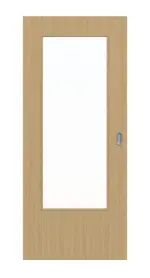 Frontansicht von LEBO Schiebetür Limba Matt Echtholzfurniert mit Lichtausschnitt 1 LA 16-40