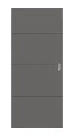 Frontansicht von Huga Schiebetür Signum 34 Hygge grau RAL 7037 Lack Concept