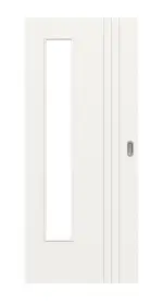 Frontansicht von Groove 85 LA 24 bandseitig ProLine Lack Verkehrsweiß RAL 9016 Schiebetür - Hörmann