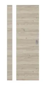 Frontansicht von HÖRMANN Schiebetür Pure 1 Gebürstete Lärche hell quer Duradecor DesignLine mit Lichtausschnitt Bandseite