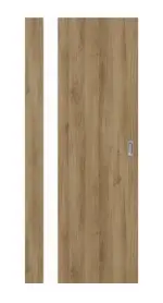 Frontansicht von HÖRMANN Schiebetür Pure 1 Natureiche Duradecor DesignLine mit Lichtausschnitt Bandseite