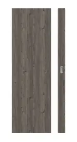 Frontansicht von HÖRMANN Schiebetür Pure 1 Gebürstete Lärche dunkel Duradecor DesignLine mit Lichtausschnitt Schlossseite