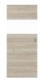 Frontansicht von HÖRMANN Schiebetür Pure 2 Gebürstete Lärche hell quer Duradecor DesignLine mit Lichtausschnitt quer mit bündiger Lisene Steel 79-7