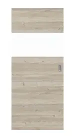 Frontansicht von HÖRMANN Schiebetür Pure 2 Gebürstete Lärche hell quer Duradecor DesignLine mit Lichtausschnitt quer mit bündiger Lisene Steel 80-7