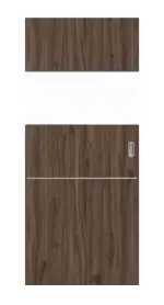 Frontansicht von HÖRMANN Schiebetür Pure 2 Alpineiche Duradecor DesignLine mit Lichtausschnitt quer mit Lisene Steel 79