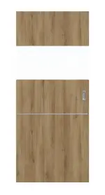 Frontansicht von HÖRMANN Schiebetür Pure 2 Natureiche Duradecor DesignLine mit Lichtausschnitt quer mit Lisene Steel 79