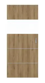 Frontansicht von HÖRMANN Schiebetür Pure 2 Natureiche Duradecor DesignLine mit Lichtausschnitt quer mit Lisene Steel 80