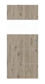 Frontansicht von HÖRMANN Schiebetür Pure 2 Nordeiche Duradecor DesignLine mit Lichtausschnitt quer mit Lisene Steel 80